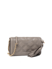 Tory Burch Fleming Soft Wallet Crossbody Bag Grey Heron