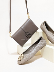 Tory Burch 64502 McGraw Wallet Crossbody Silver Maple