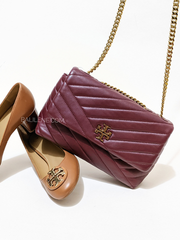 Tory Burch 64963 Kira Chevron Small Convertible Imperial Garnet