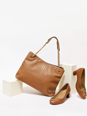 Tory Burch 67288 Britten Triple Compartment Tote Bark