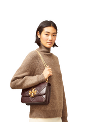 Tory Burch 73590 Eleanor Diamon Quilted Convertible Shoulder Bag Amaranth