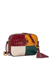 Tory Burch 74637 McGraw Embossed Colorblok Camera Bag Claret