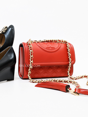 Tory Burch 75576 Small Fleming Convertible Shoulder Bag Bearberry