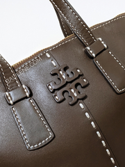 Tory Burch 77094 McGraw Smooth Mini Top-Zip Satchel Cold Brew