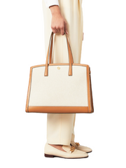 Tory Burch 80378 Walker Canvas Satchel Natural