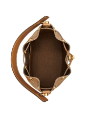 Tory Burch T Monogram Leather Bucket Bag Moose