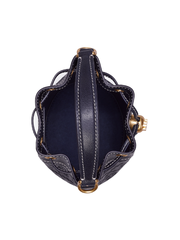 Tory Burch T Monogram Leather Mini Bucket Bag Midnight