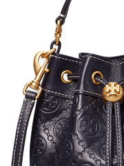 Tory Burch T Monogram Leather Mini Bucket Bag Midnight