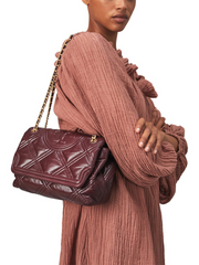 Tory Burch 82001 Fleming Soft Glazed Convertible Shoulder Bag Nebbiolo