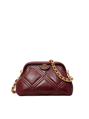 Tory Burch 82005 Fleming Soft Glazed Small Frame Crossbody Nebblolo