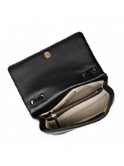 Tory Burch 82775 Kira Chevron Powder Coated Medium Convertible Shoulder Bag Black