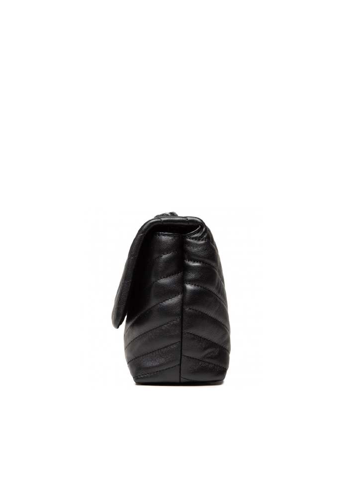 Tory Burch 82285 Kira Chevron Powder Coated Small Convertible Shoulder Bag Black