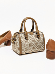 Tory Burch 82939 T Monogram Jacquard Mini Barrel Hazelnut Brown