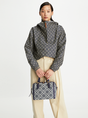 Tory Burch 83970 T Monogram Jacquard Barrel Bag Navy