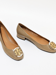 Tory Burch 85565 Multi-logo Block Heel Softy Naplak Almond Flour