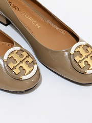 Tory Burch 85565 Multi-logo Block Heel Softy Naplak Almond Flour