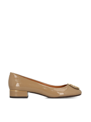 Tory Burch 85565 Multi-logo Block Heel Softy Naplak Almond Flour