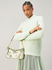 Tory Burch 86558 T Monogram Brocade Studio Bag Winter Sage