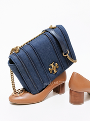 Tory Burch 88115 Kira Denim Chain Shoulder Bag Tory Navy