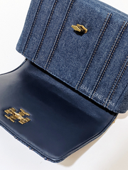 Tory Burch 88115 Kira Denim Chain Shoulder Bag Tory Navy