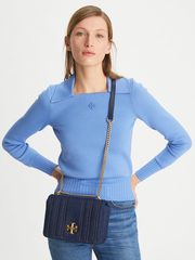 Tory Burch 88115 Kira Denim Chain Shoulder Bag Tory Navy