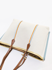 Tory Burch Perry Canvas Triple Compartment Tote Natural