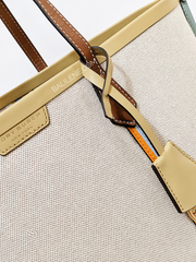 Tory Burch Perry Canvas Triple Compartment Tote Natural