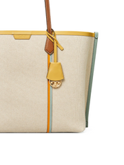 Tory Burch Perry Canvas Triple Compartment Tote Natural
