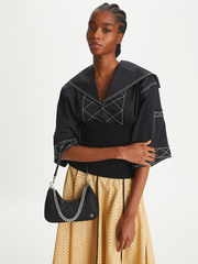 Tory Burch Mercer Small Nylon Crescent Bag Black