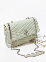 Tory Burch Kira Chevron Convertible Shoulder Bag Pine Frost