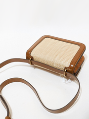 Tory Burch Eleanor Straw Small Convertible Shoulder Bag Brown