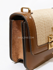 Tory Burch Eleanor Straw Small Convertible Shoulder Bag Brown