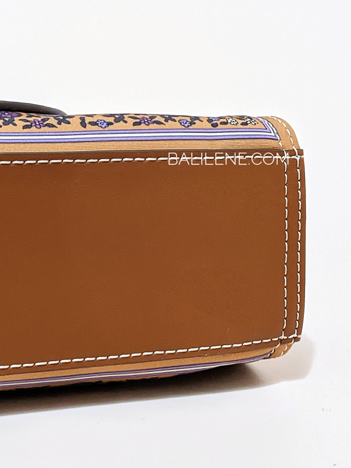 Tory-Burch-Ella-Printed-Mini-Tote-Brown-Floral-Daisy-Border-Balilene-detail-bawah