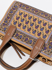Tory-Burch-Ella-Printed-Mini-Tote-Brown-Floral-Daisy-Border-Balilene-detail-belakang