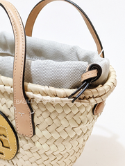 Tory Burch Ella Straw Mini Basket Natural Golden Sunset
