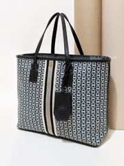 Tory-Burch-Gemini-Link-Canvas-Small-Top-zip-Tote-Bag-Black-Balilene-detail-depan
