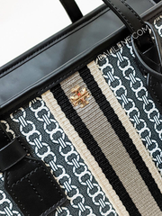 Tory-Burch-Gemini-Link-Canvas-Small-Top-zip-Tote-Bag-Black-Balilene-detail-logo