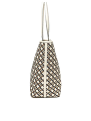 Tory Burch Geo Logo Tote With Strip Ivory Neutral