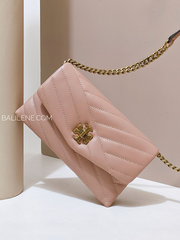 Tory Burch Kira Chevron Chain Wallet Meadowsweet
