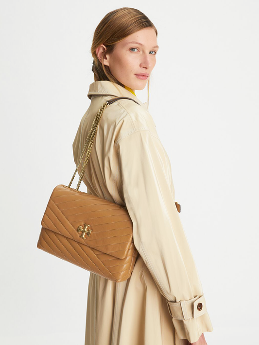 Tory Burch Kira Chevron Convertible Shoulder Bag Dusty Almond