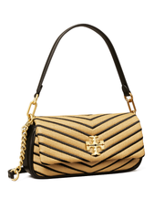 Tory Burch Kira Chevron Small Straw Shoulder Bag Natural Black