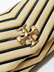 Tory Burch Kira Chevron Small Straw Shoulder Bag Natural Black