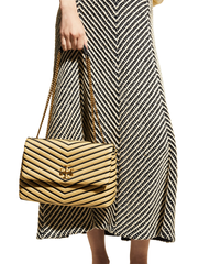 Tory Burch Kira Chevron Soft Straw Convertible Shoulder Bag Natural Black