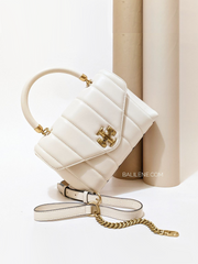 Tory Burch Kira Small Top-Handle Satchel Bag Brie/Rolled Gold