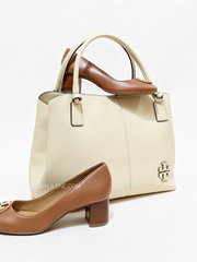 Tory Burch McGraw Smooth Satchel Buttermilk