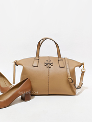 Tory Burch McGraw Top-Zip Satchel Tiramisu