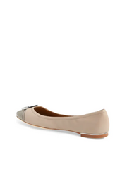 Tory Burch Minnie Patent Cap-Toe Ballet Flat Light Taupe/Gray
