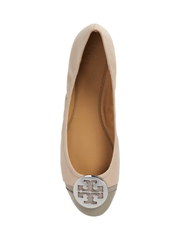 Tory Burch Minnie Patent Cap-Toe Ballet Flat Light Taupe/Gray