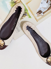 Tory Burch Multi-Logo Ballet Flats New Cream/Plum