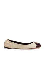 Tory Burch Multi-Logo Ballet Flats New Cream/Plum